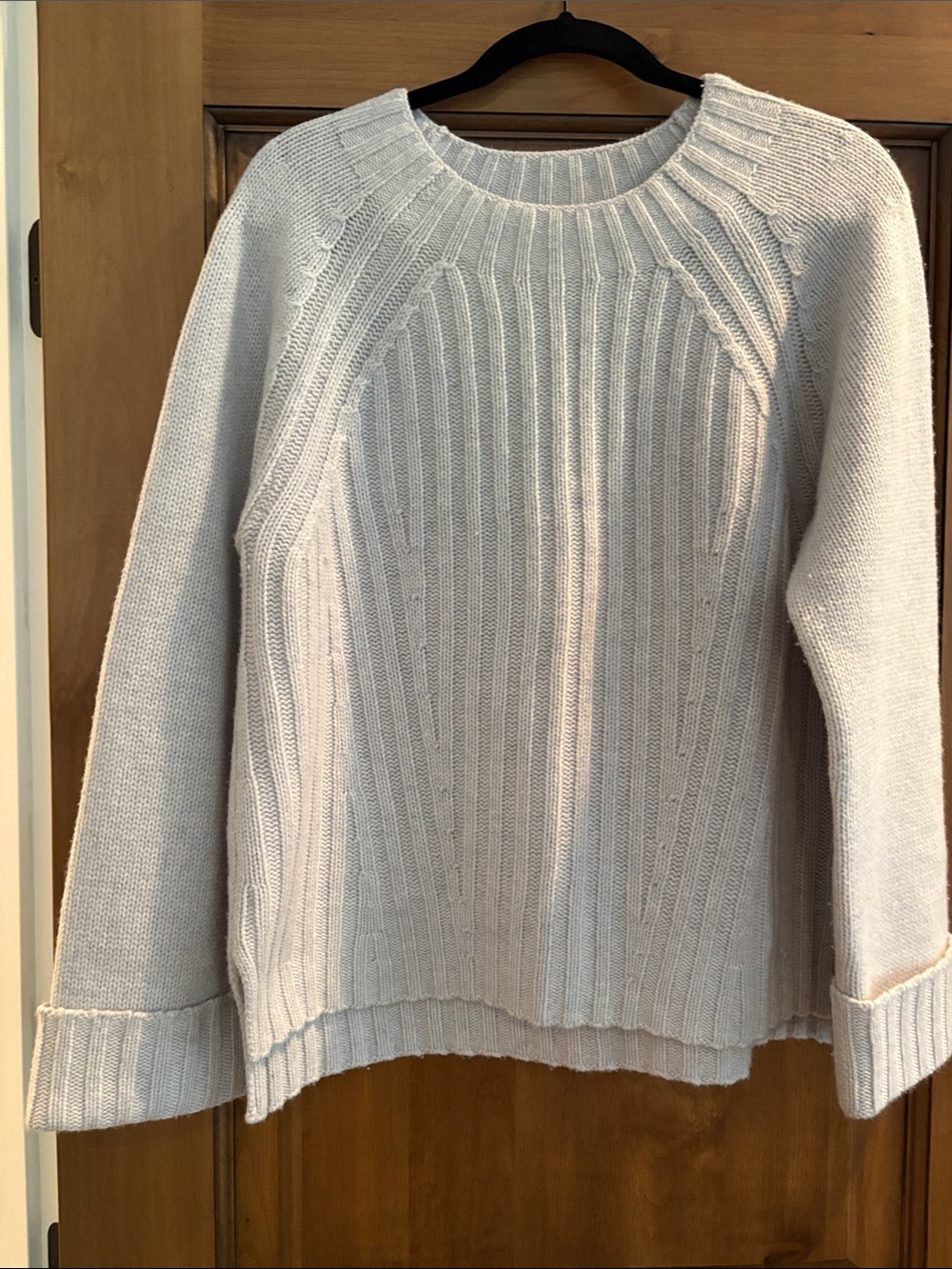 Vince Light Gray Ribbed Crewneck Sweater